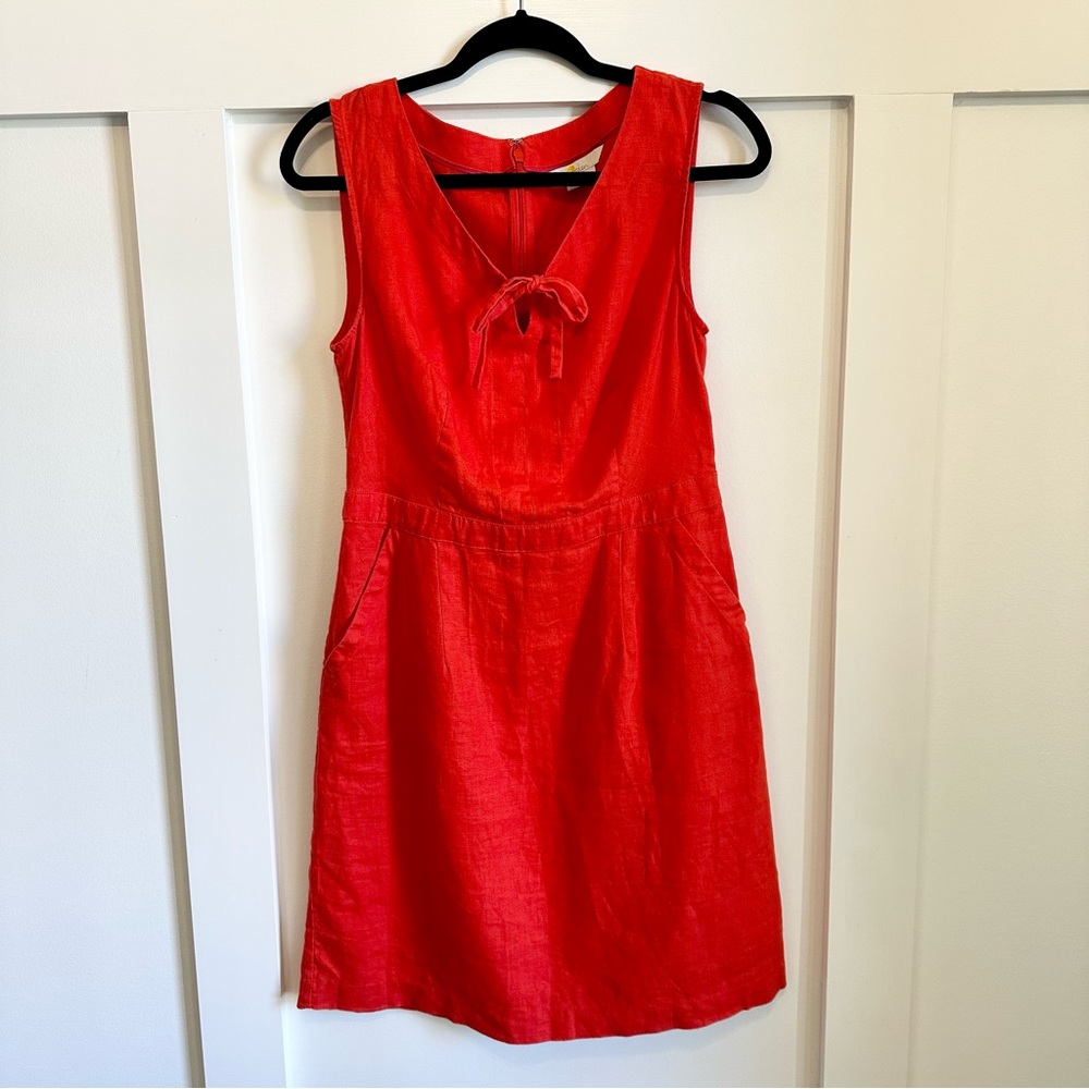 Boden Women’s 100% Linen Red/Orange Dress 6L